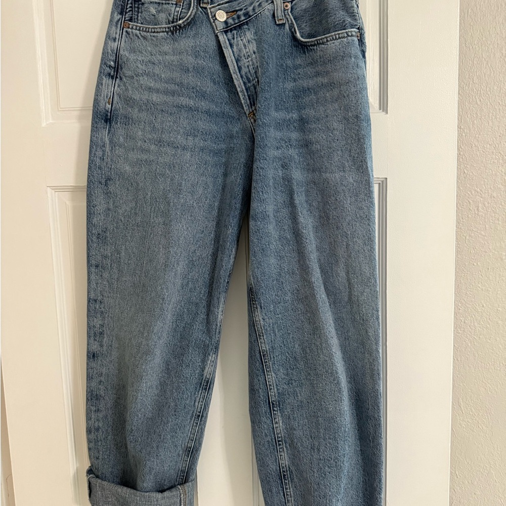 Agolde Light Blue criss cross Boyfriend Jeans